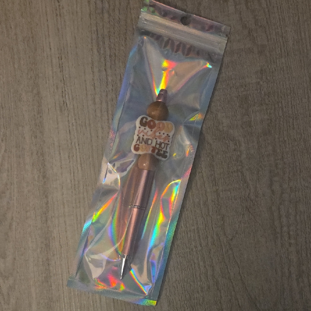 Hand Crafter Rose Gold Pen with Wooden Beads